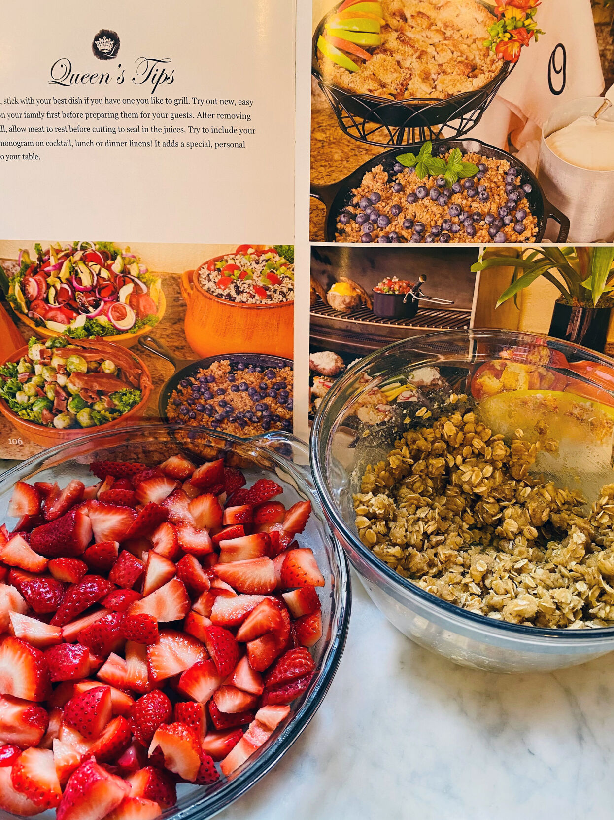 Preparing Strawberry Crisp